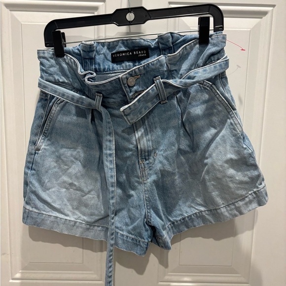 Veronica Beard shorts Nori paperbag waist denim blue size 27 - Picture 2 of 5